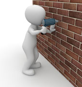 Figure drilling through a brick wall.
