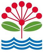 A logo of a flower and water

Description automatically generated